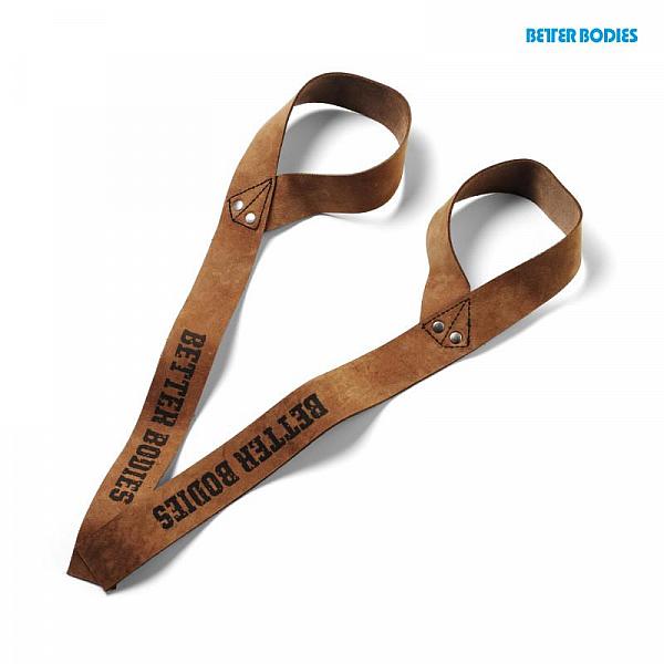 Better Bodies 1,5 Inch Leather Straps - Brown Leather Detail 1