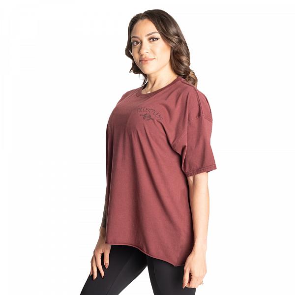 Better Bodies Relentless Oversized Tee - Washed Maroon Detail 3