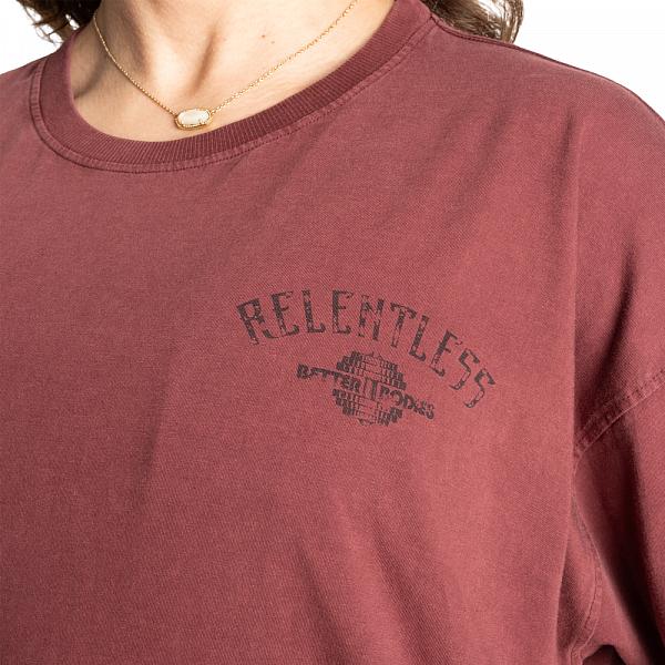 Better Bodies Relentless Oversized Tee - Washed Maroon Detail 4